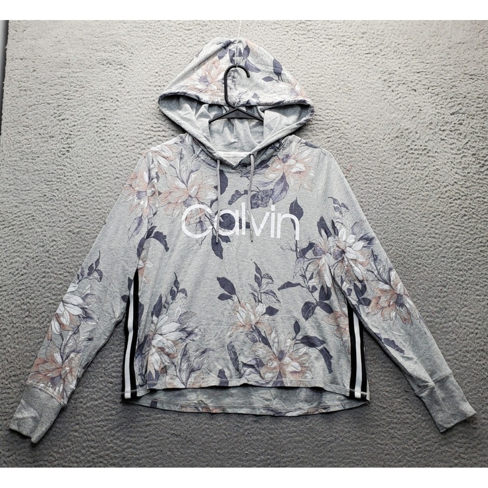 Calvin Klein Performance Hoodie Womens XS Multi Floral Athletic Stretch Pullover